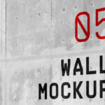 Wayfinding Mockup Perspective View on Concrete Wall