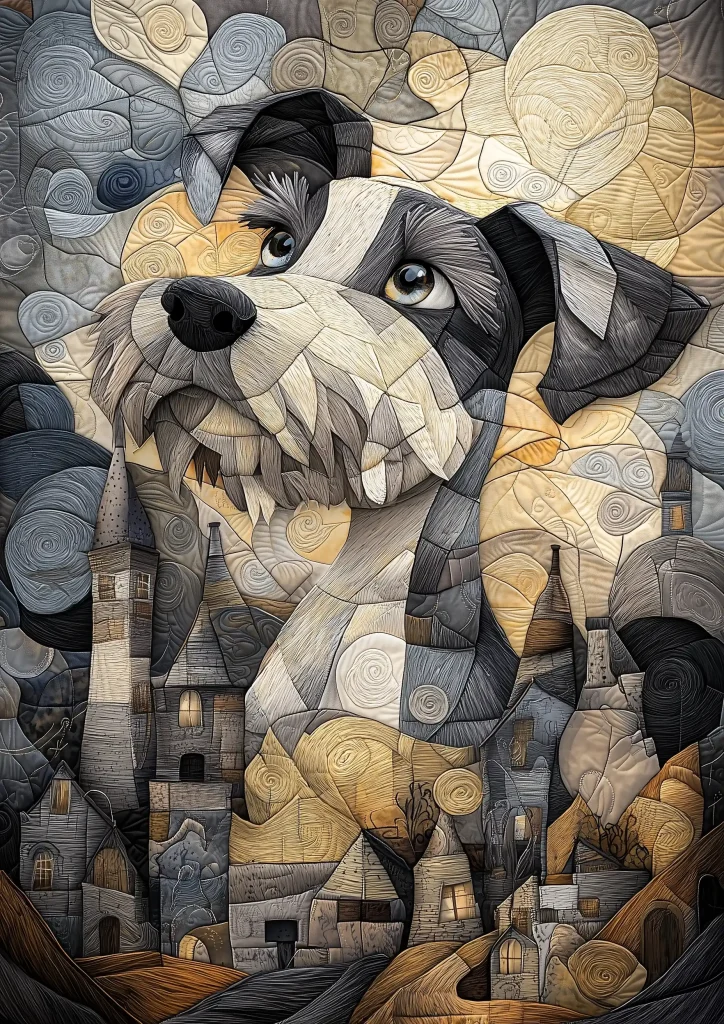 Whimsical Schnauzer Embroidery Theft