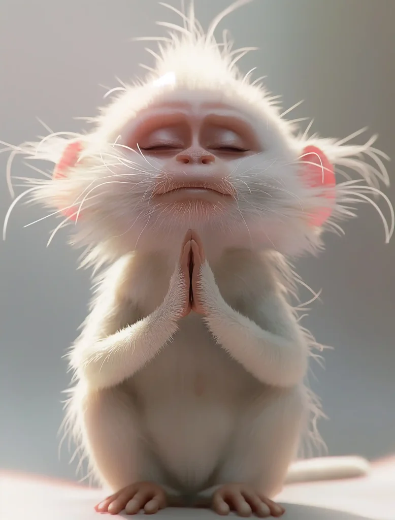 White Anime Monkey Praying