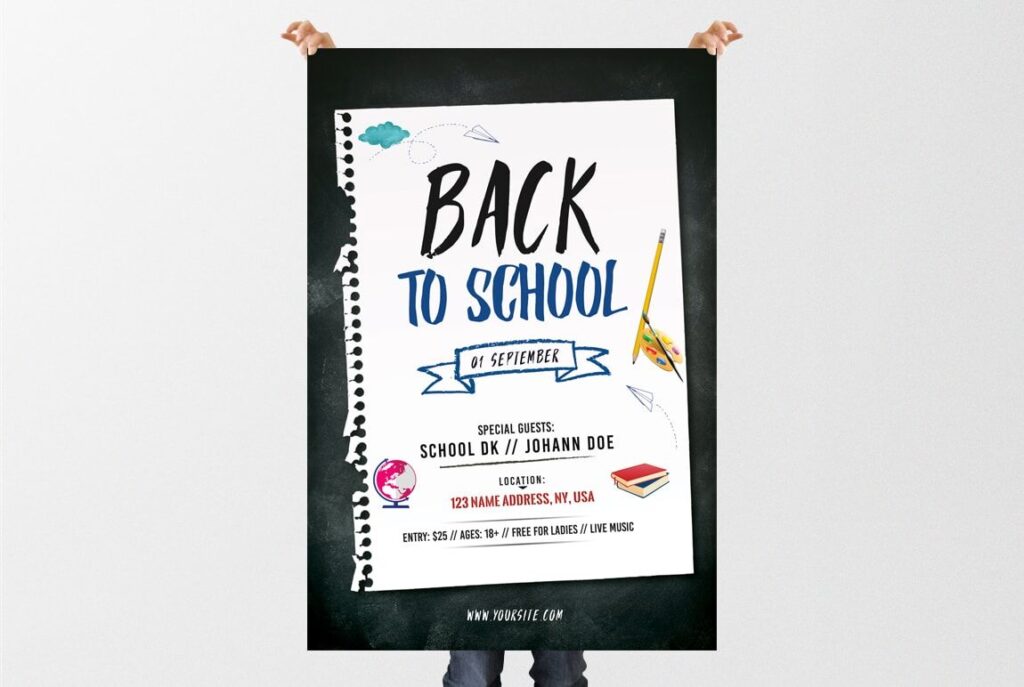 White, Black, Modern Back to School Flyer Template