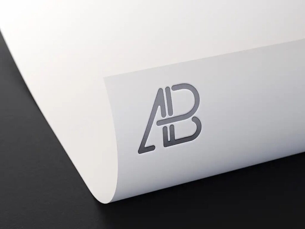 White Foil Logo Mockup on Black Background