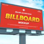 Wide Advertising Roadside Billboard Mockup
