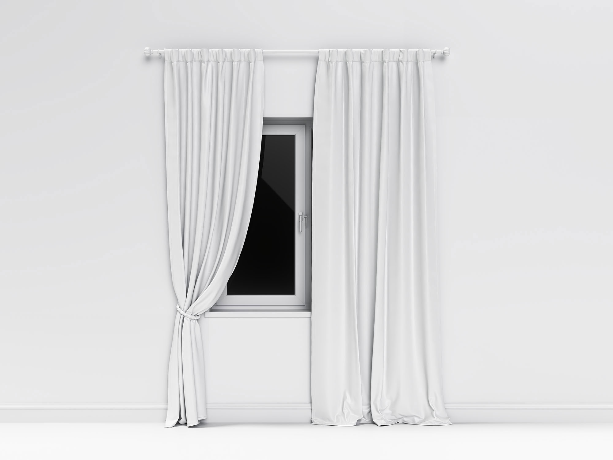 Free Window Curtain Mockup in Facing View PSD Template