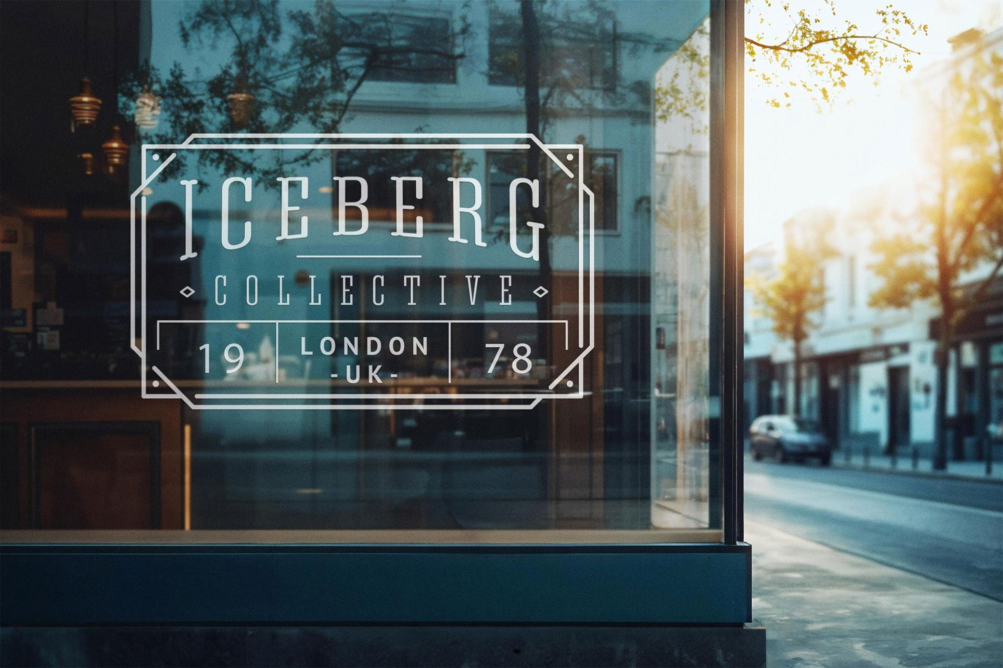 Free Window Decal Logo Mockup PSD Template