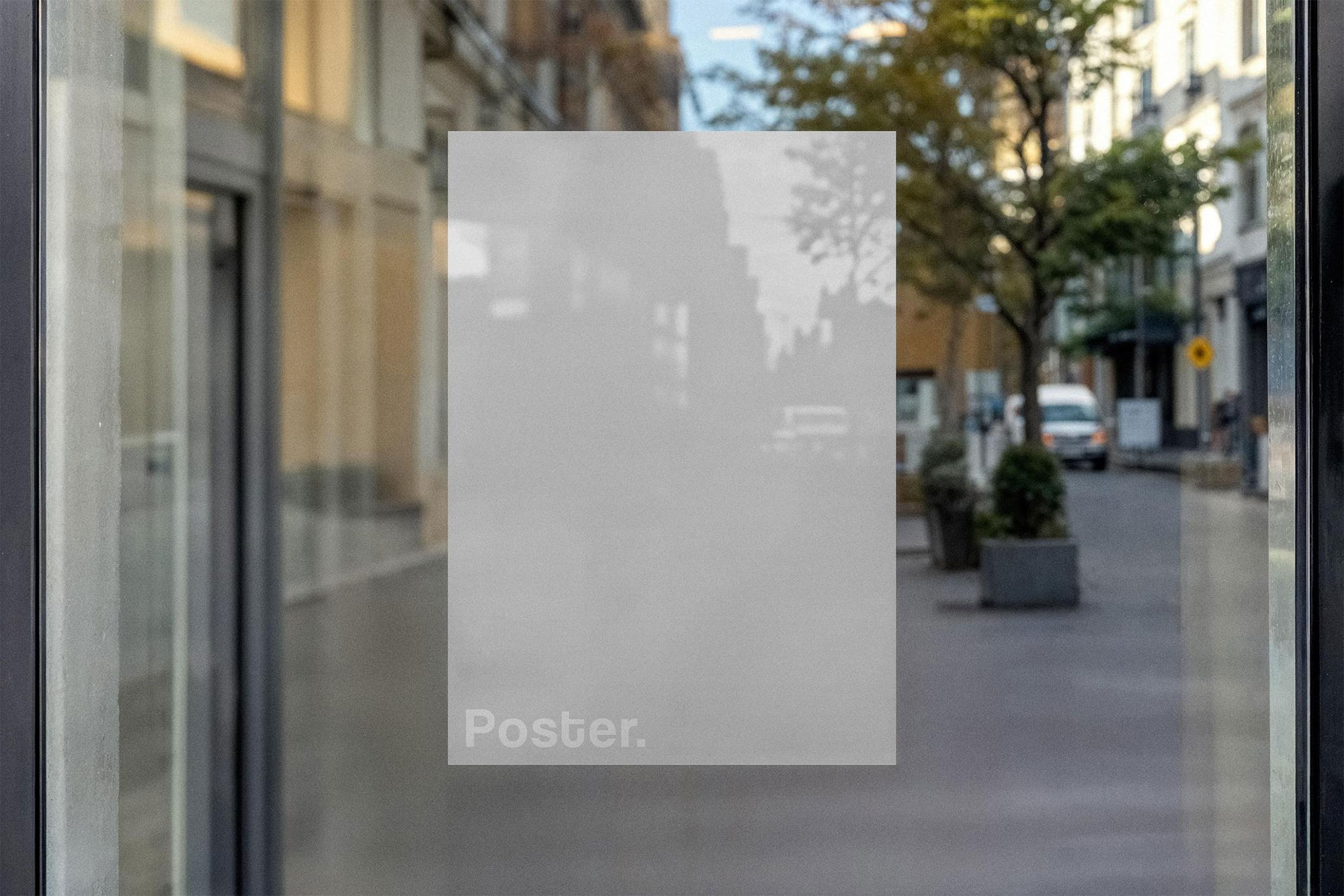 Free Window Poster Mockup PSD Template