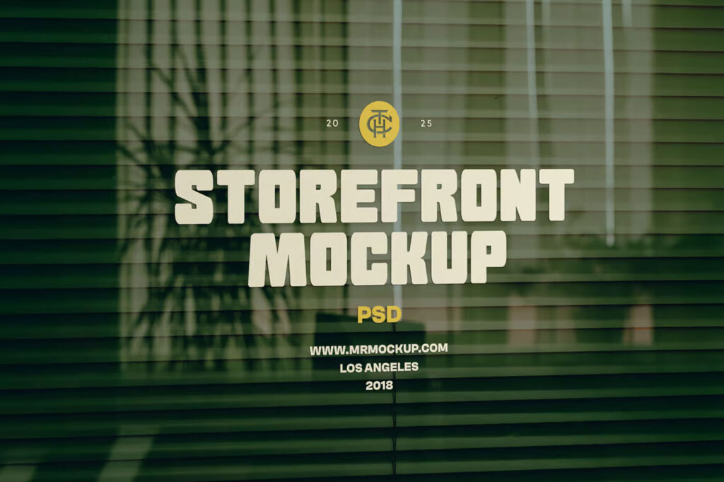 Window Storefront with Blinds Mockup