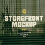 Window Storefront with Blinds Mockup