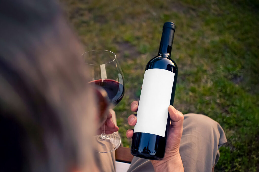 Wine Bottle in Hand Mockup