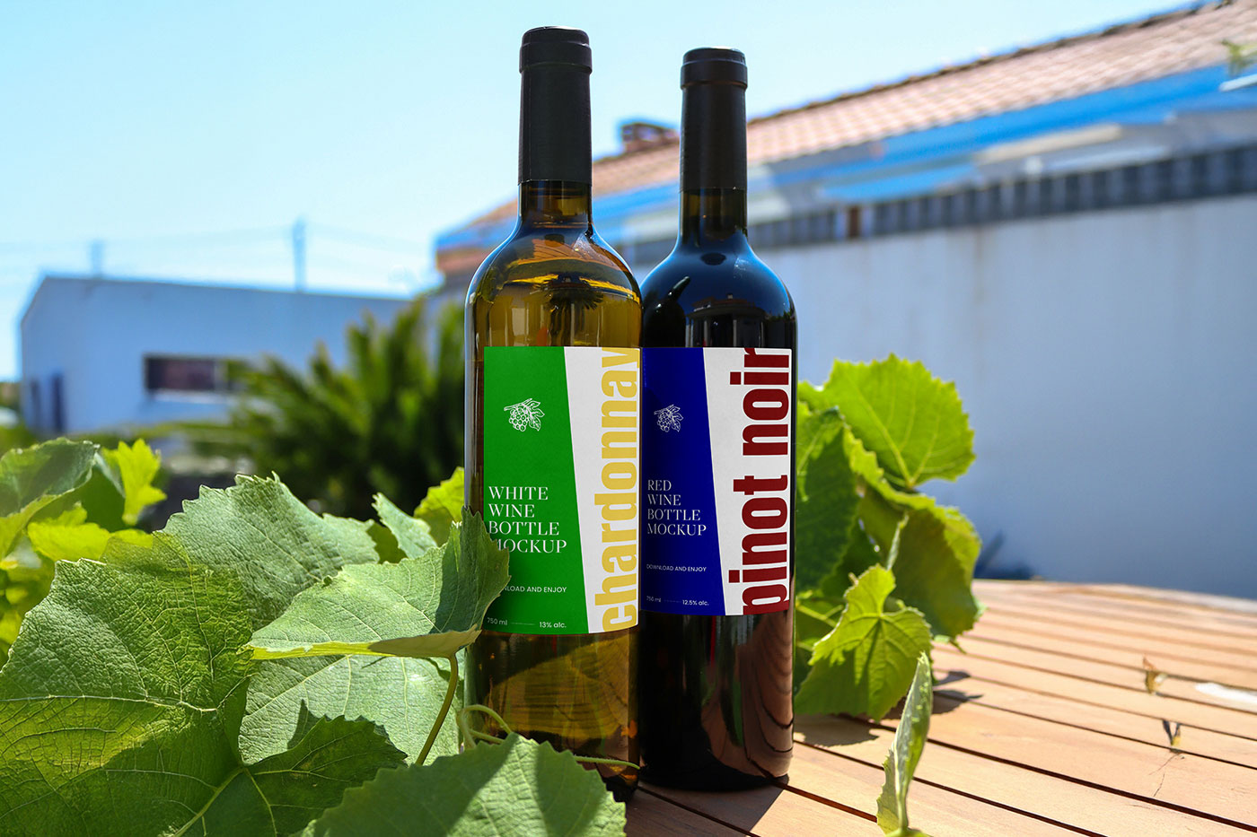 Free Wine Bottle Label Mockups PSD Template