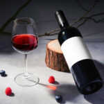 Wine Bottle on Wood Mockup