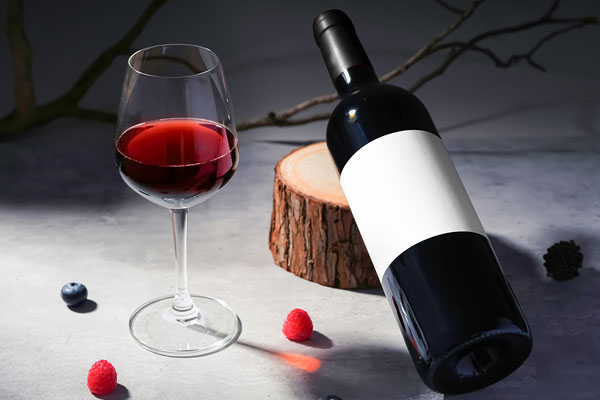 Wine Bottle on Wood Mockup
