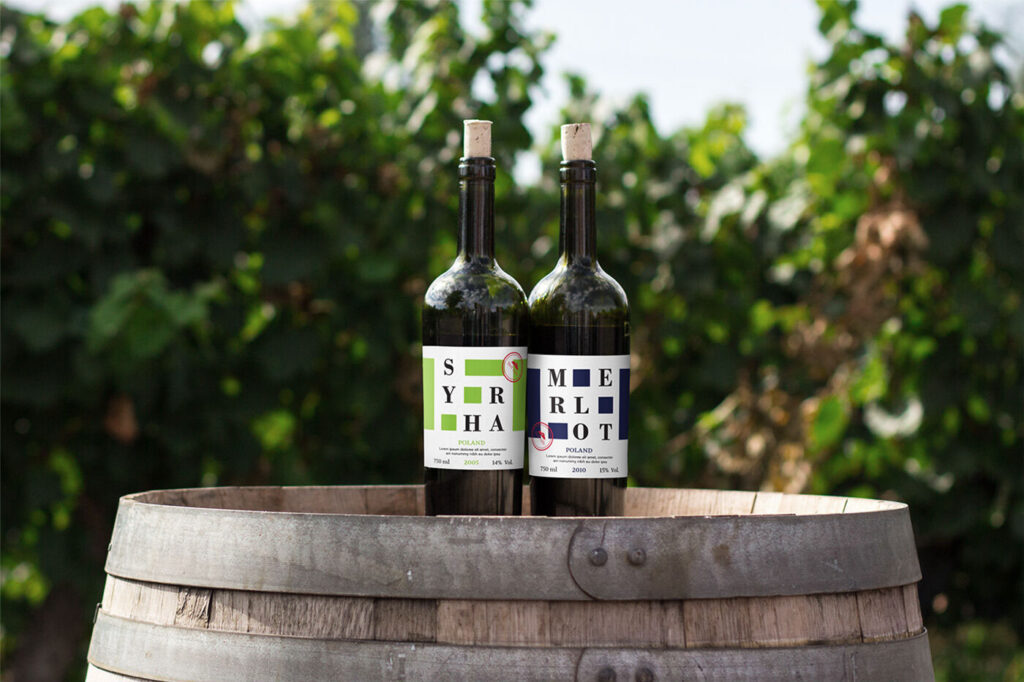 Wine Bottles Mockup in Outdoors