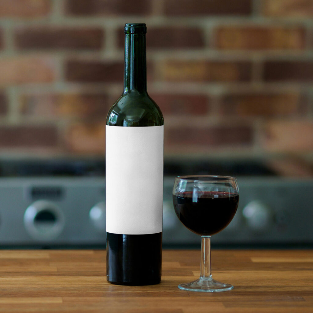 Wine Label with Glass Mockup