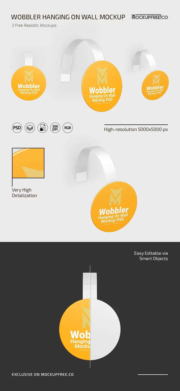Free Wobbler Hanging Wall Mockup PSD Template