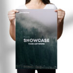 Woman Holding A3 Flyer Mockup on the Front View