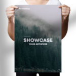 Woman Holding A3 Flyer Mockup on the Front View