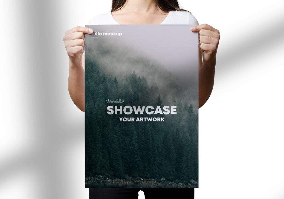 Woman Holding A3 Flyer Mockup on the Front View