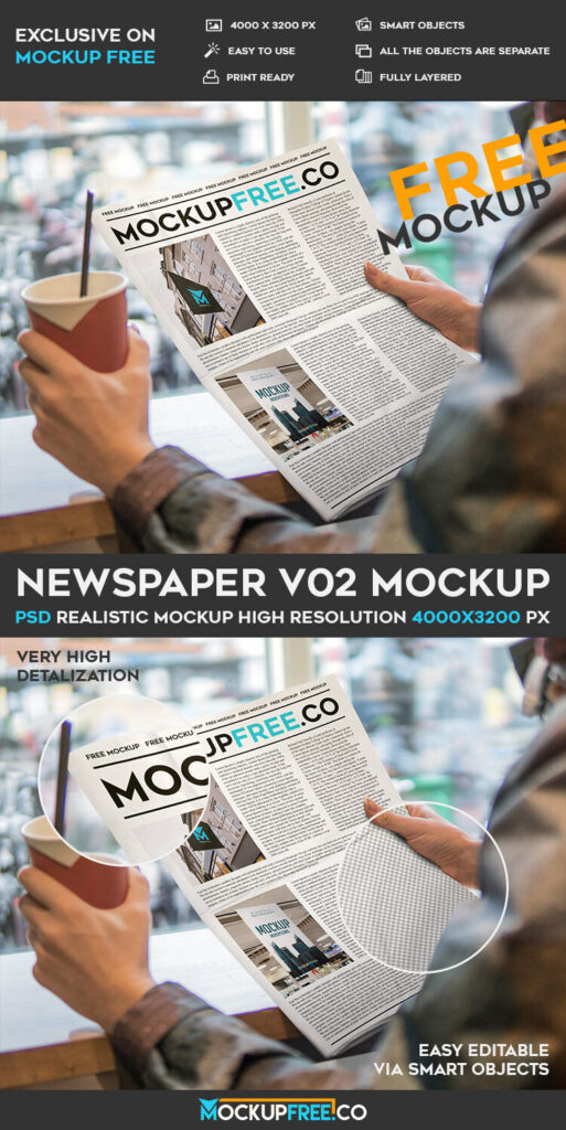 Woman Reading a Newspaper Mockup