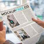 Woman Reading a Newspaper Mockup