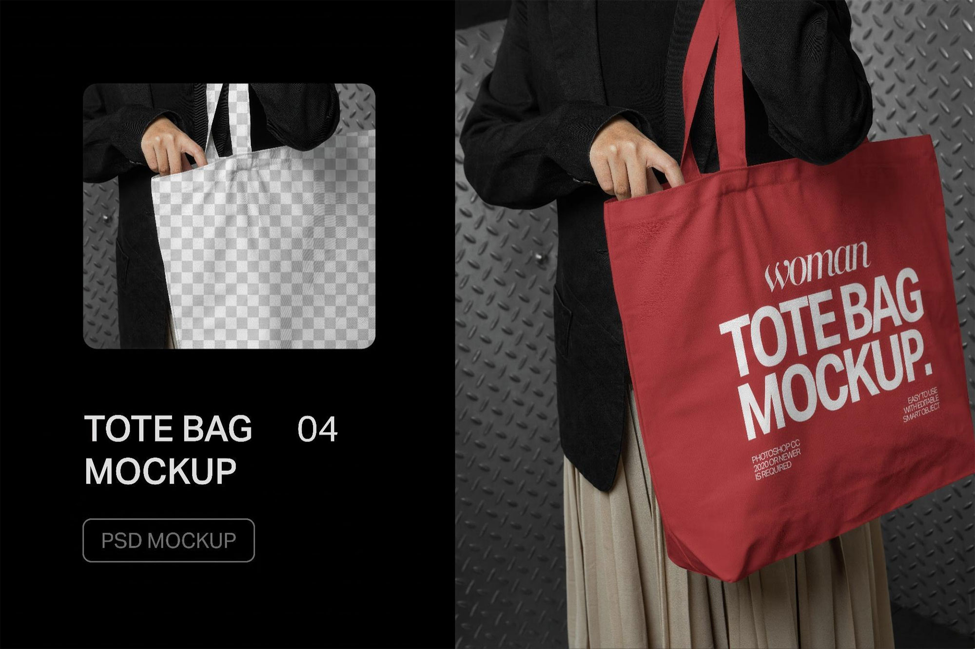 Free Woman Tote Bag Mockup PSD Template