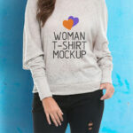 Woman Wearing a Loose Sweater Mockup