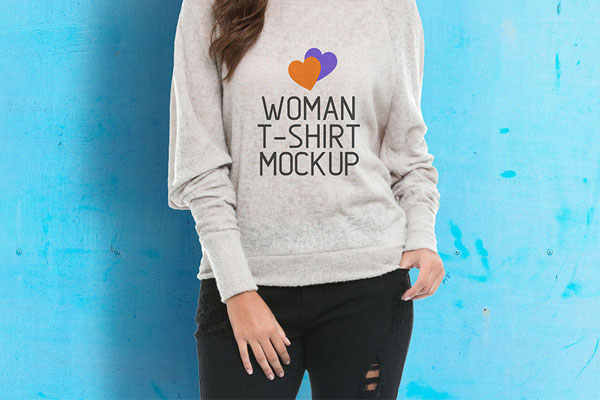 Woman Wearing a Loose Sweater Mockup