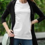 Woman Wearing a T-Shirt in Urban Mockup