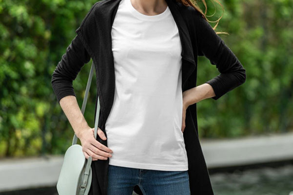 Woman Wearing a T-Shirt in Urban Mockup