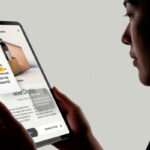 Woman with Minimalist Tablet Mockup