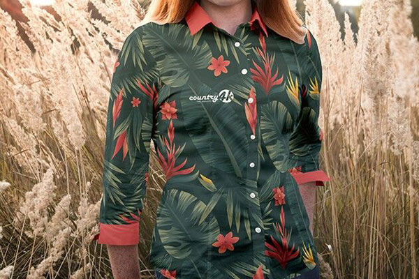 Women Blouse T-Shirt Mockup in Wheat Field