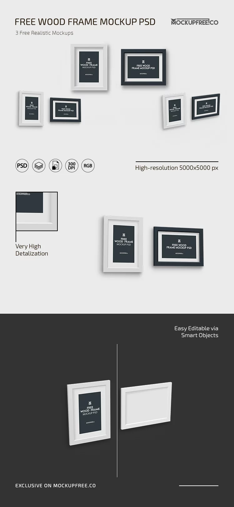 Free Wood Frame Mockup PSD Template