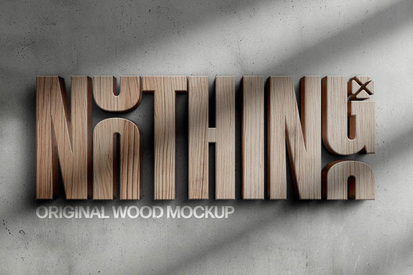 Wooden 3D Outdoor Sign Logo Mockup / Text Effect