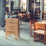 Wooden A Frame Sandwich Board Mockup in Perspective Vision
