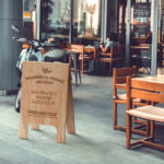 Wooden A Frame Sandwich Board Mockup in Perspective Vision