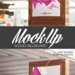Wooden Billboard Mockup in Open Space