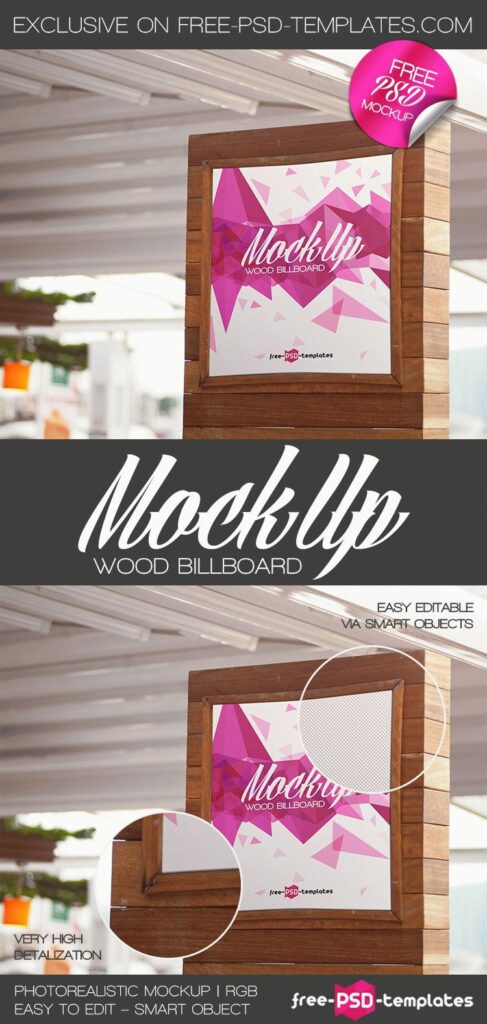 Wooden Billboard Mockup in Open Space