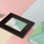 Wooden Frame and Thick Hardcover Book Mockup