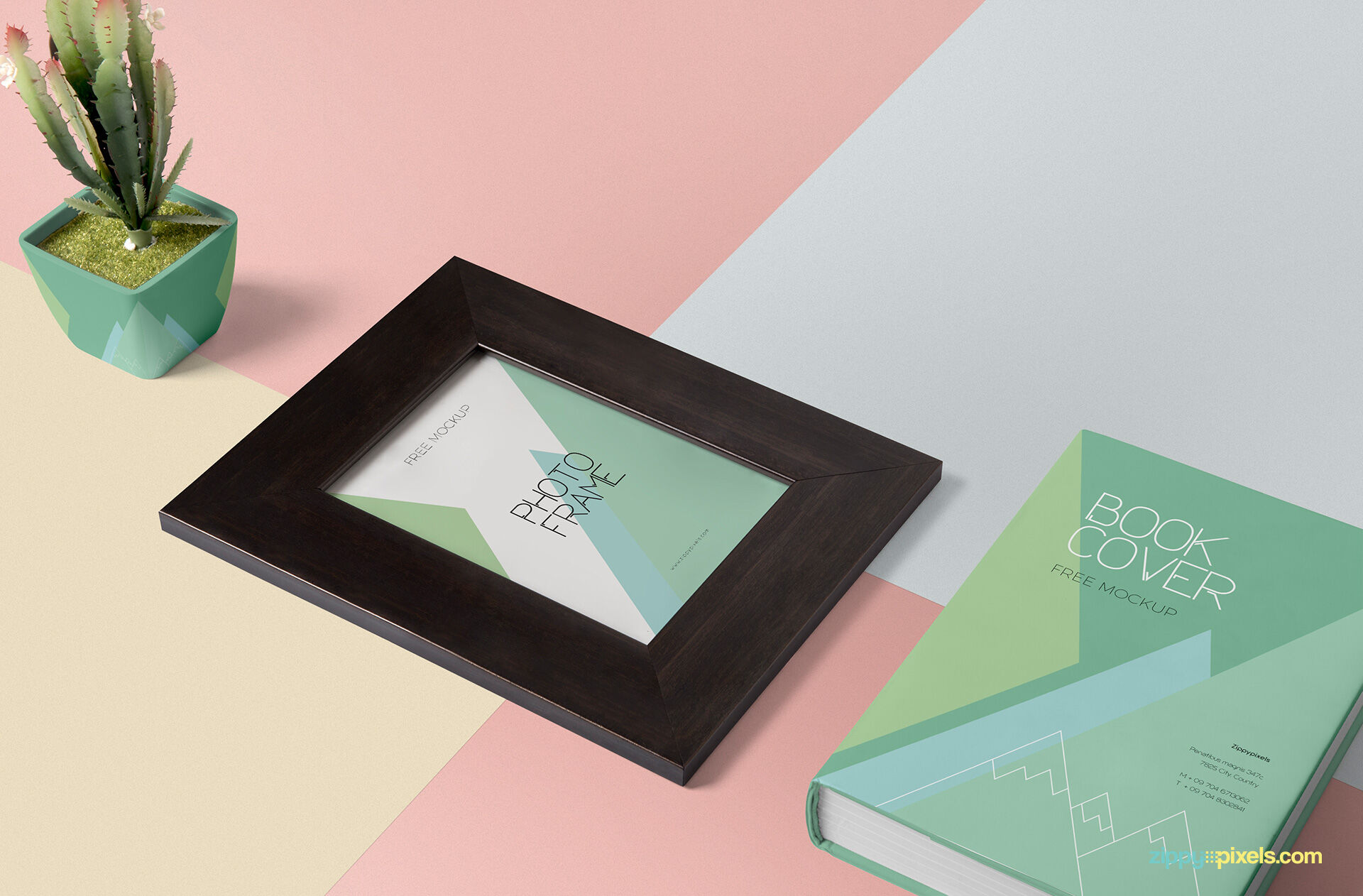 Wooden Frame and Thick Hardcover Book Mockup FREE PSD