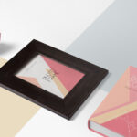 Wooden Frame and Thick Hardcover Book Mockup