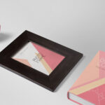 Wooden Frame and Thick Hardcover Book Mockup