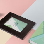 Wooden Frame and Thick Hardcover Book Mockup