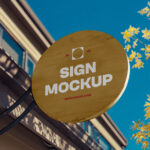 Wooden Round Sign Mockup