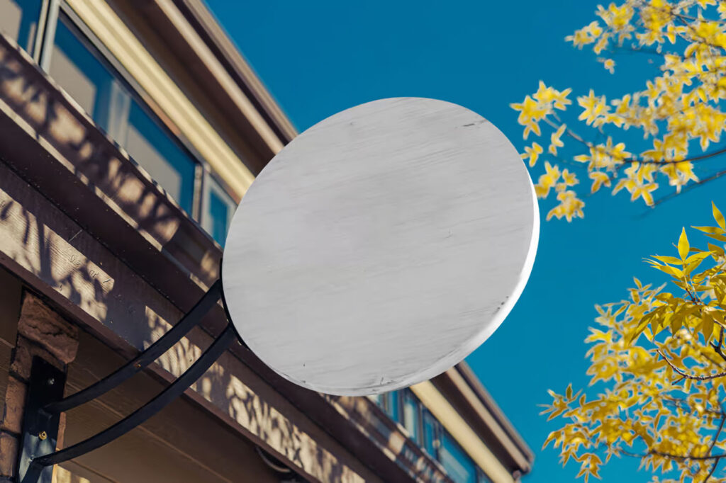 Wooden Round Sign Mockup