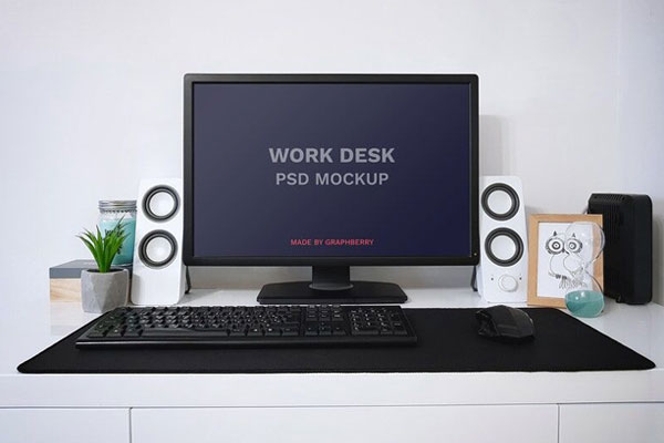 Work Desk Computer Screen Mockup
