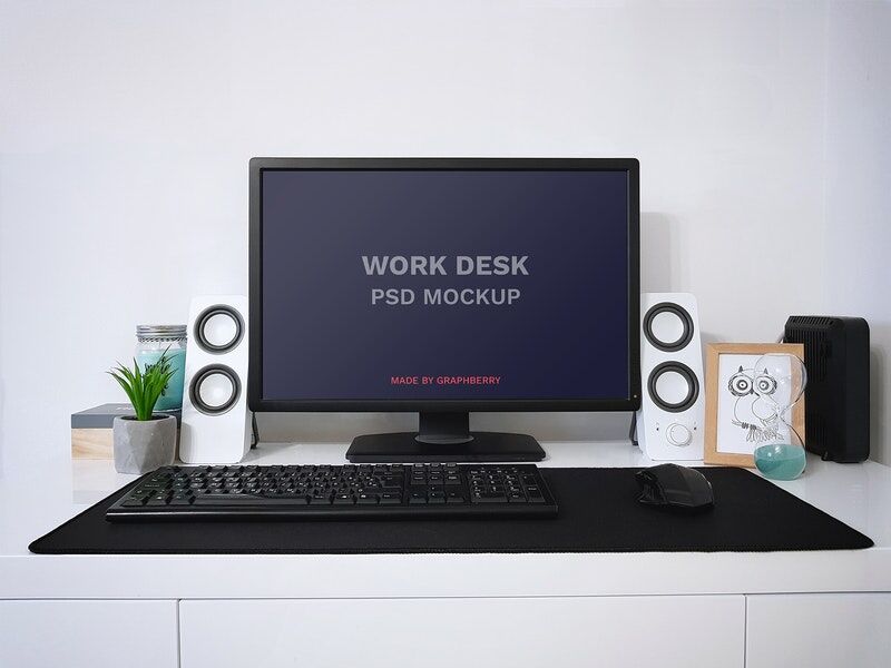 Work Desk Computer Screen Mockup