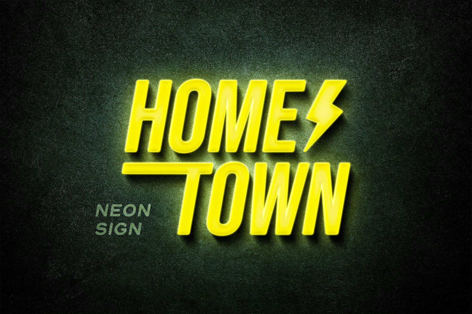 Free Yellow Neon Sign Mockup PSD Template