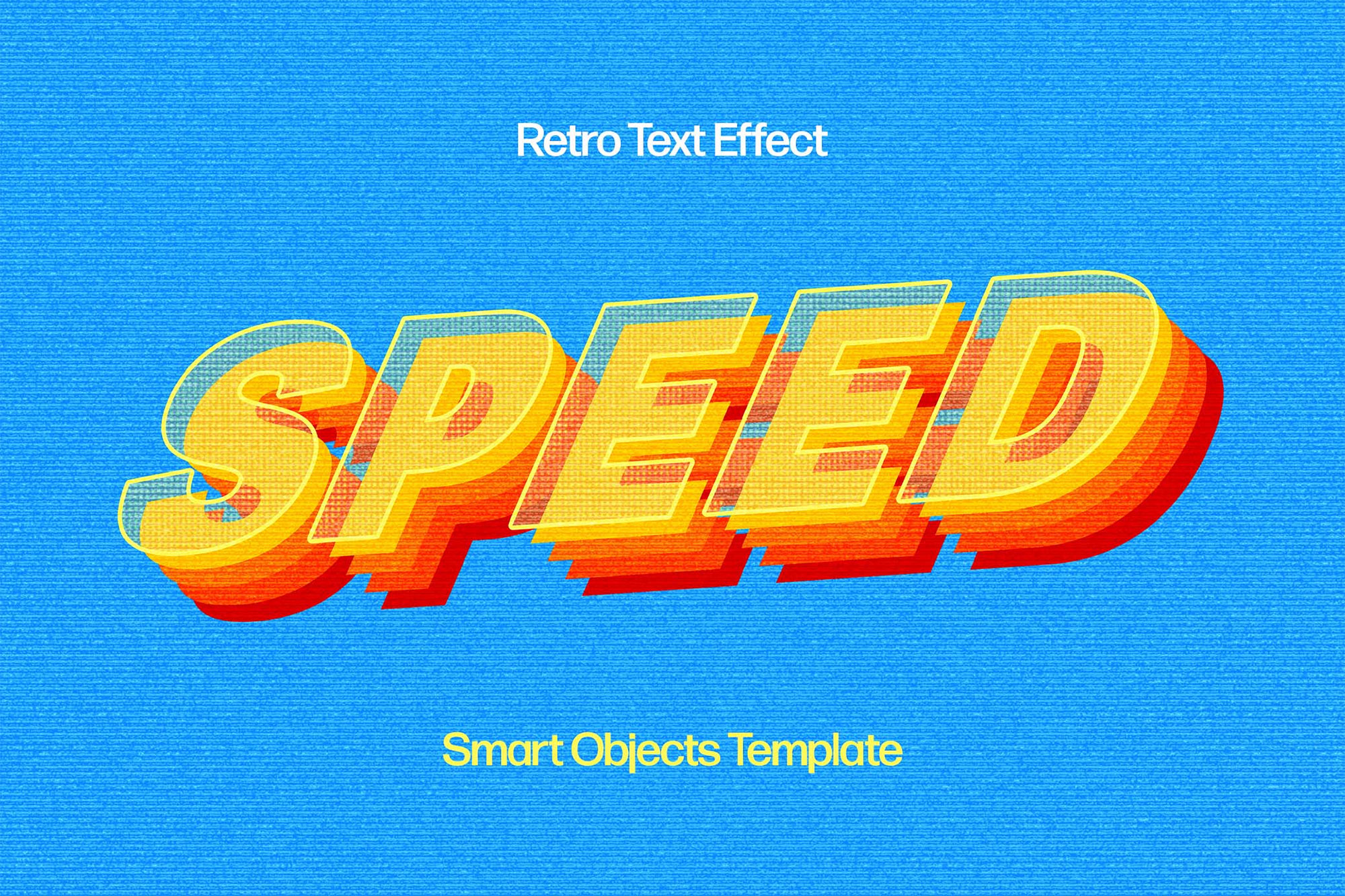 Free Yellow Retro Text Effect PSD Template