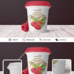 Yogurt Ice Cream Plastic Cup Mockup in the Front View