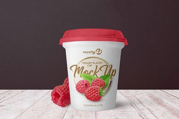 Yogurt\ Ice Cream Plastic Cup Mockup in the Front View