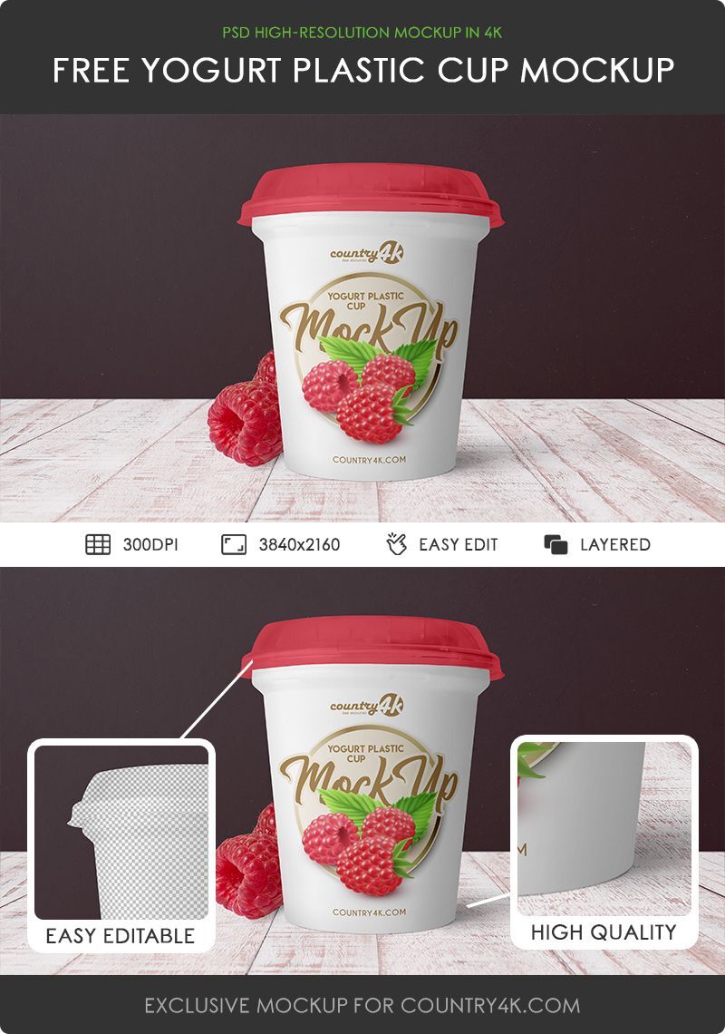 Yogurt Ice Cream Plastic Cup Mockup in the Front View FREE PSD